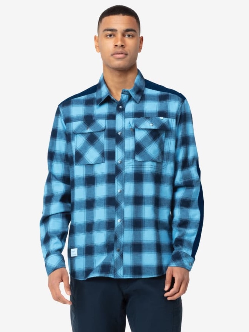 Norrona Men’s Svalbard Flannel Shirt Longsleeve Outdoor Hiking in Blue M